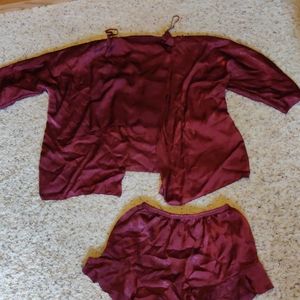 silk three piece pajama set